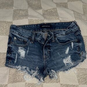 Aeropostale Women's Ripped Jean Shorts - Dark Blue